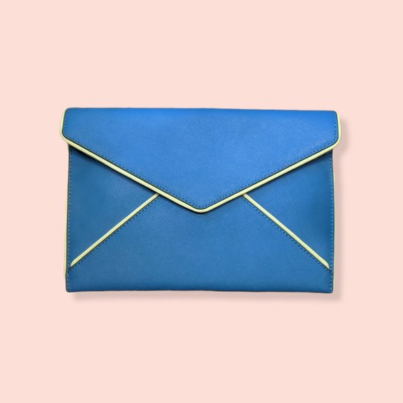 Rebecca Minkoff Handbags - NWOT Rebecca Minkoff classy blue envelope clutch Genuine Saffiano Leather